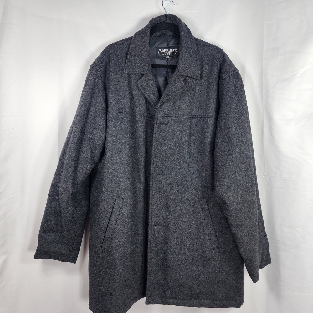 Aberdeen Collection Wool Blend Coat Mens Large Tall Gray Minimalist Business